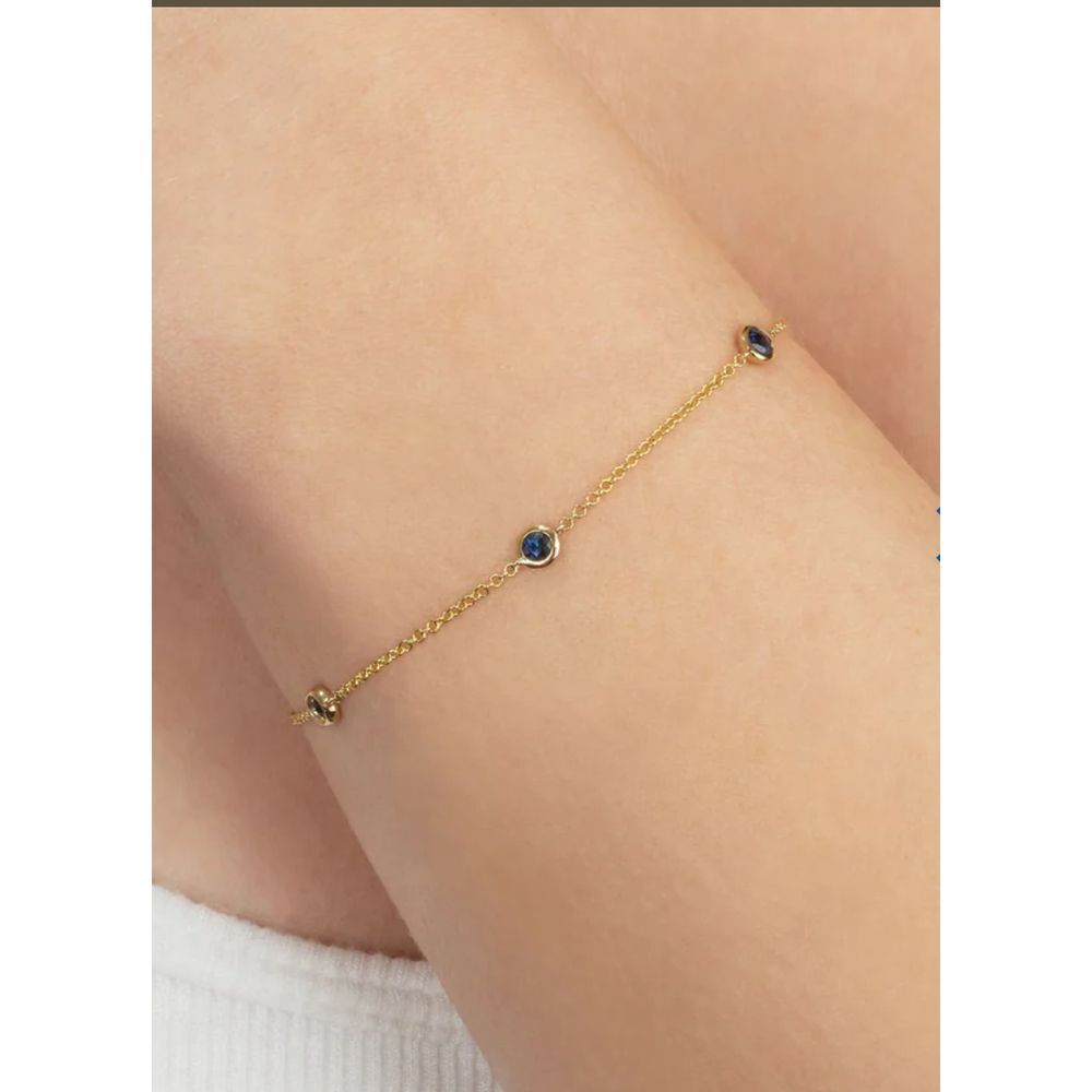 24k Gold-Finished Sterling Silver‎ Sapphire Bracel